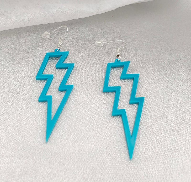 Modpide 80s Neon Earrings Hollow Lightning Bolt Halloween Punk Retro Earrings for Women 80's Party Accessories - Image 1
